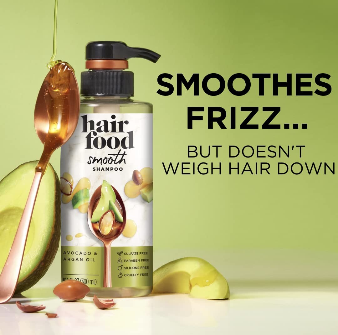 Hair Food Sulfate Free Shampoo, Dye Free Smoothing Treatment, Argan Oil and Avocado, 17.9 Fl Oz (Packaging May Vary)