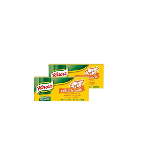 Knorr Shelf Stable Shrimp Flavor Bouillon/Caldo Camarón Cubes, 3.1 oz, 8 Count Pack of 2