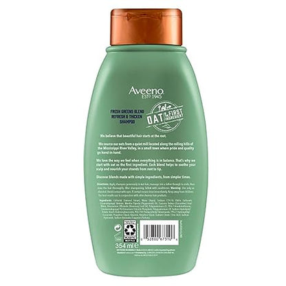 Aveeno Fresh Greens Shampoo + Conditioner with Rosemary, Peppermint & Cucumber to Thicken & Nourish, Clarifying & Volumizing Shampoo for Thin or Fine Hair, Paraben-Free, 12 Fl Oz