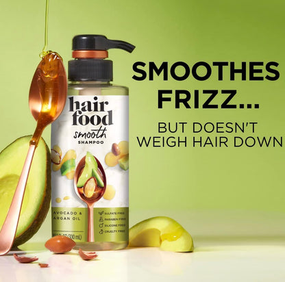 Hair Food Sulfate Free Shampoo, Dye Free Smoothing Treatment, Argan Oil and Avocado, 17.9 Fl Oz (Packaging May Vary)
