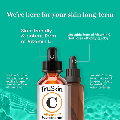 TruSkin Vitamin C Serum for Face – Anti Aging Face Serum with Vitamin C, Hyaluronic Acid, Vitamin E – Brightening Serum for Dark Spots, Even Skin Tone, Eye Area, Fine Lines & Wrinkles, 1 Fl Oz