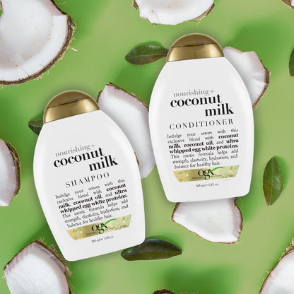 OGX Nourishing + Coconut Milk Shampoo & Conditioner Set, 13 Fl Oz (Pack of 2) (packaging may vary), Whit