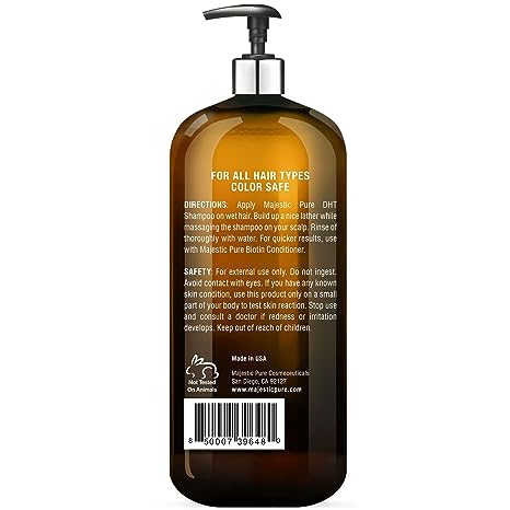 Majestic Pure Biotin Shampoo for Hair Growth - Volumizing Shampoo for Hair Loss - with DHT-3 Blocker - Hydrating & Nourishing - Sulfate Free, for Men & Women - Thin Hair Shampoo - 16 fl oz