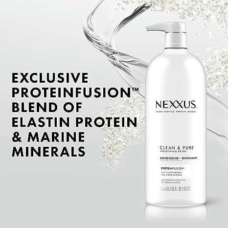 Nexxus Clean and Pure Conditioner, With ProteinFusion, Nourished Hair Care Silicone, Dye And Paraben Free 33.8 oz