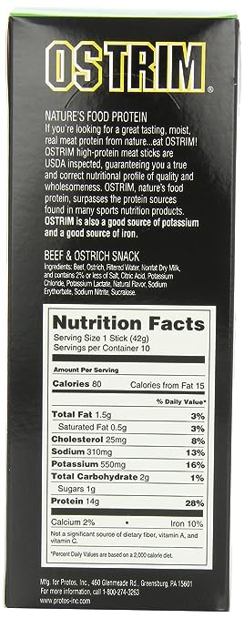 Ostrim High Protein Snack, Beef & Ostrich, Pepper Stick, 1.5-Ounce Sticks (Pack of 20)