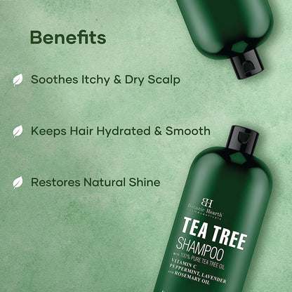 Botanic Hearth Tea Tree Shampoo, Vitamin C, Peppermint, Lavender and Rosemary Oil, Fights Dandruff and Dry Scalp, 16 fl oz