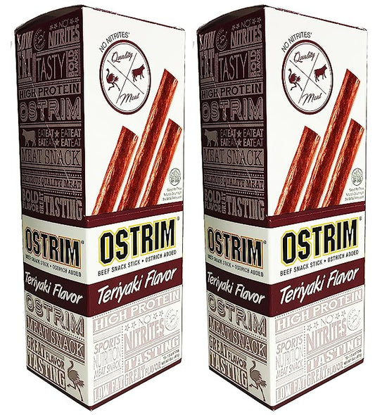 Ostrim Beef & Ostrich Meat Snack Stick - Teriyaki - 1.5 Ounce (Pack of 20) High-Protein