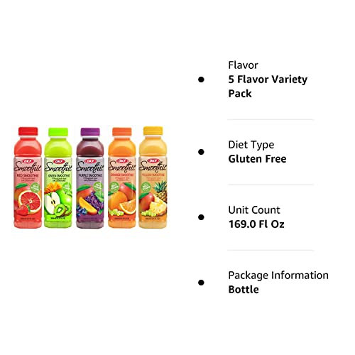 OKF Smoothie, Multi-Vitamin Premium Drink, 16.9 Fluid Ounce (5 Flavor Variety Pack, 10 Pack)