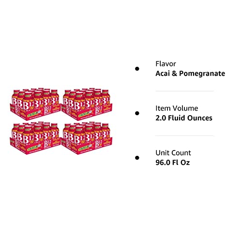 Energy Shot Acai & Pomegranate Stacker 2 B12, 48 Units Case