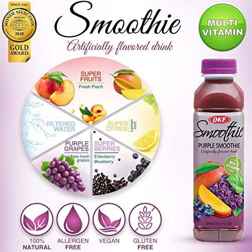 OKF Smoothie, Multi-Vitamin Premium Drink, 16.9 Fluid Ounce (5 Flavor Variety Pack, 10 Pack)