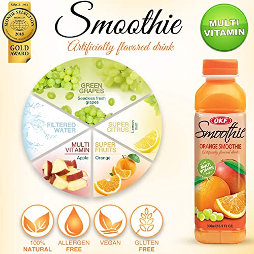 OKF Smoothie, Multi Vitamin Premium New Drink, 16.9 Fluid Ounce (5 Flavor Variety Pack, 20 Pack)