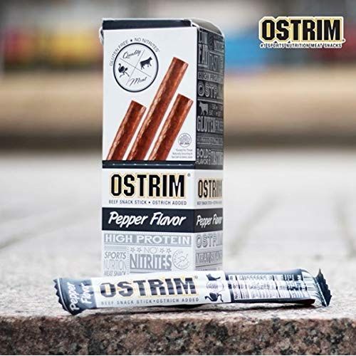 Ostrim Grass-Fed Beef & Ostrich Jerky Snack Sticks-Pepper Flavor, 1.5 oz (Pack of 10)