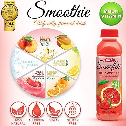 OKF Smoothie, Multi-Vitamin Premium Drink, 16.9 Fluid Ounce (5 Flavor Variety Pack, 10 Pack)