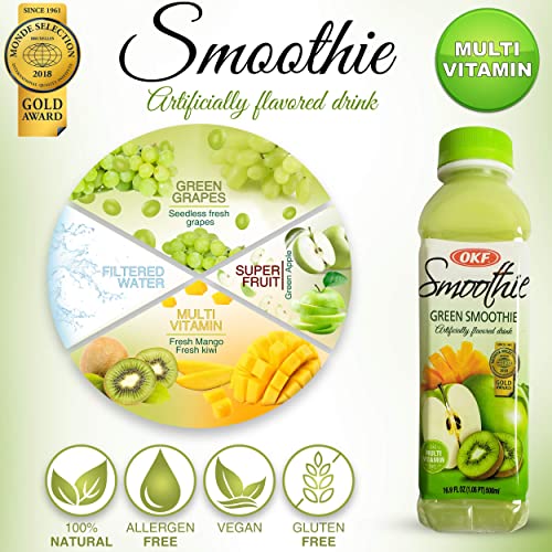 OKF Smoothie, Multi Vitamin Premium New Drink, 16.9 Fluid Ounce (Green Smoothie, 10 Pack)