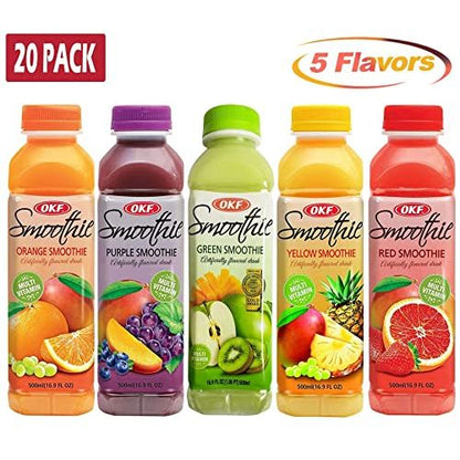 OKF Smoothie, Multi Vitamin Premium New Drink, 16.9 Fluid Ounce (5 Flavor Variety Pack, 20 Pack)