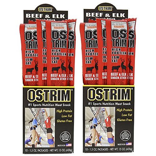 Ostrim Natural Beef & Elk Snack Stick Habanero -- 10 Sticks - 2 pc ( Package may vary )